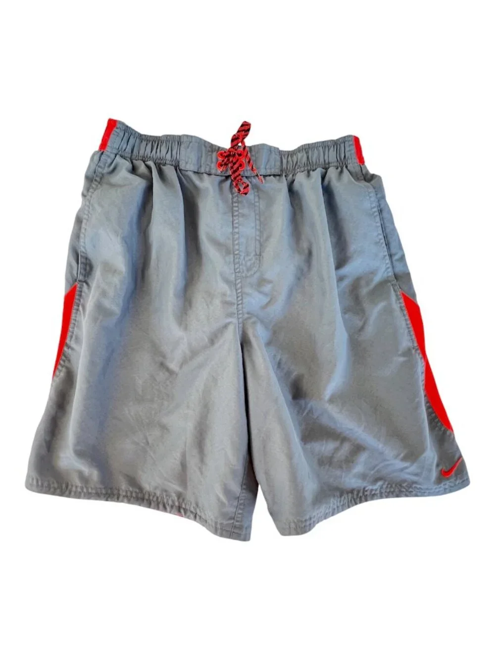 Nike Mens Swim Trunks Surf Beach Board Shorts Gray Orange Swoosh Medium